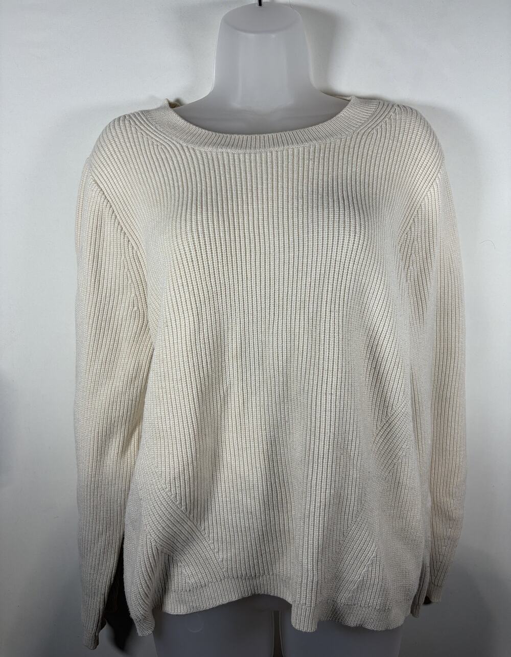 J. Crew white crew neck fisherman's sweater Ivory Small EUC